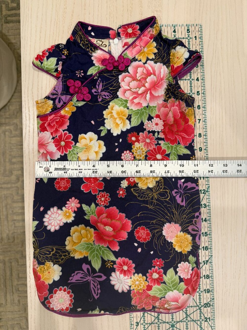 Angel Nina Navy Floral Butterfly Qipao Cheongsam Dress – Toddler